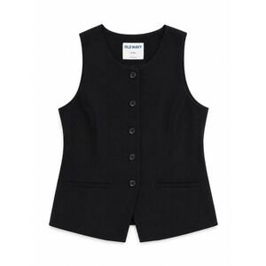 Old Navy Black Linen Blend Button Front Tailored Vest S Tall 667534-01-1